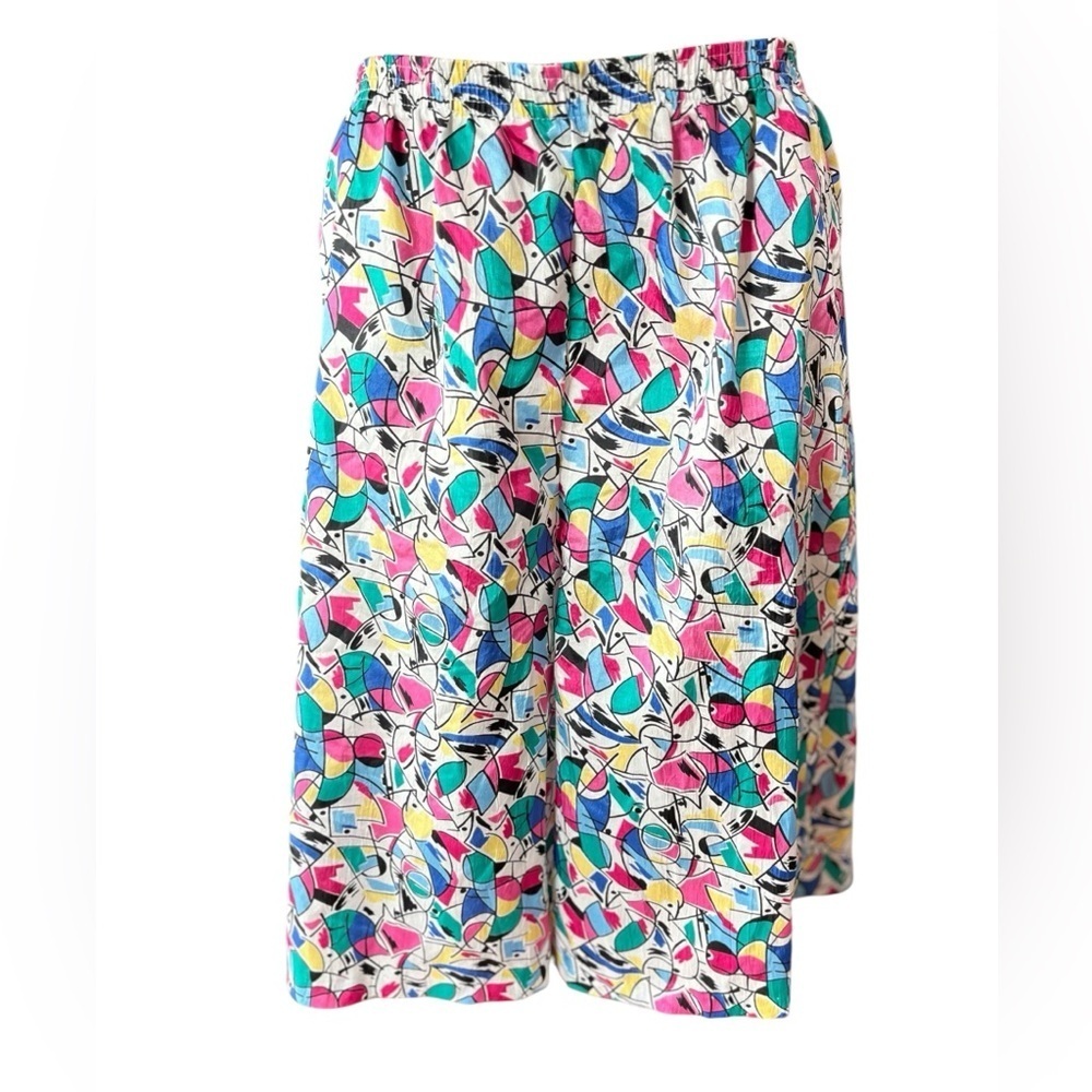 Summer Festival Cottage Colorful Geometric Print Culottes vintage Shorts -XL